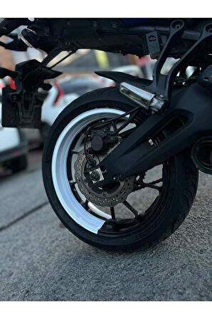 Mt07-600rr-r1 Ön 120 Arka 180 Ebat Uyumlu Beyaz Yarım Jant Şeridi Sticker