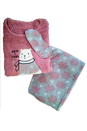 Kadın Pijama Takımı Peluş Welsoft Polar Kışlık