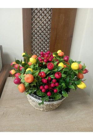 Turfanda Meyve Sepeti Yapay Limon Nar Kokina Mandalina Kiraz Aranjmanı