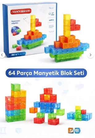 Bezos SH59838 Magnet Küp Yapı Blok Seti 64 Parça CNK