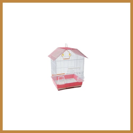 Bezos Çift Kapılı Kuş Kafesi Pembe 34,5x28x46 Cm CNK