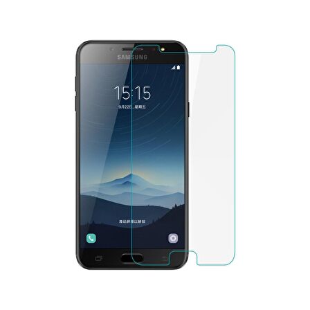 Samsung Galaxy C8 Uyumlu Ekran Koruyucu Screen Protector Tempered Glass Kristal Netliğinde %100 HD Görüntü, Yüksek Kalite Temperli Kırılmaz Cam