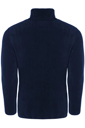 Unisex Lacivert Polar Standart Tam Fermuarlı 3 Cepli Polar Hırka