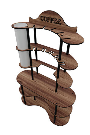 BREW-BLISS MUTLU KAHVE KÖŞESİ-ÇOK AMAÇLI MUTFAK RAFI MADRAN CEVİZ-LAMBADER AYDINLATMALI