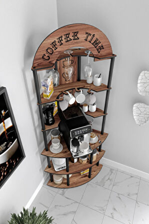 RİSTRETTO KAHVE KÖŞESİ RAFI CEVİZ