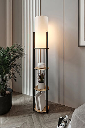 RADIANTE YUVARLAK RAFLI LAMBADER SAFİR MEŞE--KREM