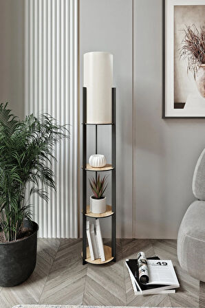 RADIANTE YUVARLAK RAFLI LAMBADER SAFİR MEŞE--KREM