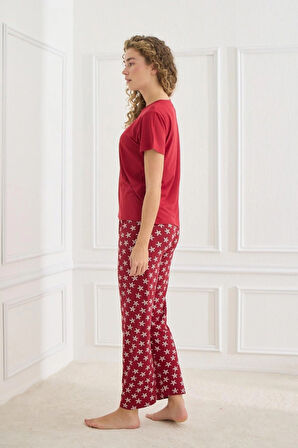 Kadın Pijama Takımı Kısa Kol Sıfır Yaka