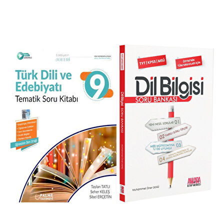 Palme 9.Sınıf Türk Dili Edebiyat ve AKM Dil Bilgisi Soru Bankası Seti 2 Kitap