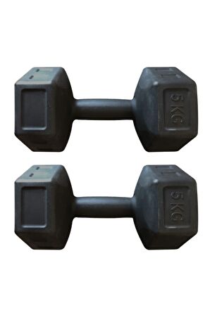 Dambıl Seti Fitness Vücut Geliştirme Aleti 5 kg X 2 Adet 10 kg Dumbell Ağırlık Seti - Siyah