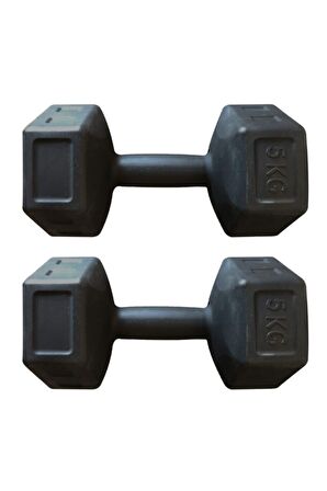 Dambıl Seti Fitness Vücut Geliştirme Aleti 5 Kg X 2 Adet 10 Kg Dumbell Ağırlık Seti - Siyah