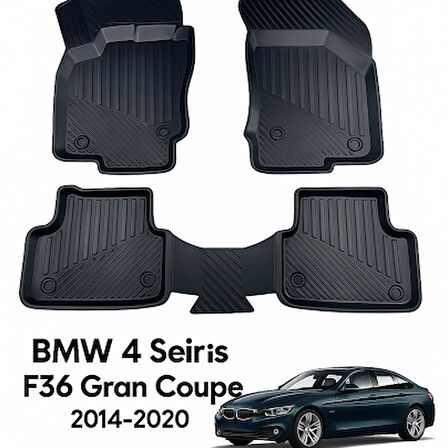 BMW 4 Serisi F36 Gran Coupe 2014–2020 Uyumlu 3D Kauçuk Oto Paspas