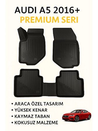 Audi A5 2016+ 3D Havuzlu Oto Paspas | Araca Özel Kauçuk