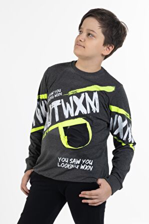 Erkek Çocuk Outwxm Baskılı Sweatshirt 9-14 Yaş 14019