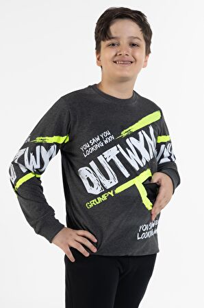 Erkek Çocuk Outwxm Baskılı Sweatshirt 9-14 Yaş 14019