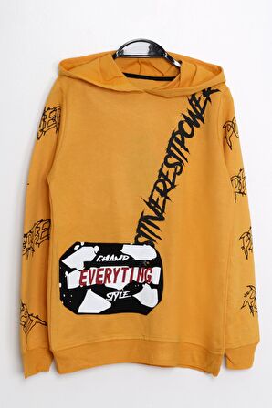 Erkek Çocuk Everyting Baskılı Kapşonlu Sweatshirt 14017