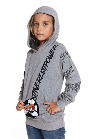 Erkek Çocuk Everyting Baskılı Kapşonlu Sweatshirt 14017