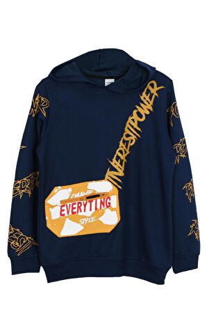 Erkek Çocuk Everyting Baskılı Kapşonlu Sweatshirt 14017