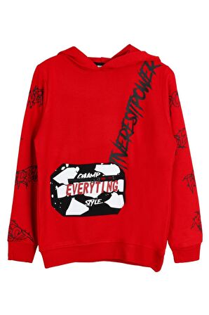 Erkek Çocuk Everyting Baskılı Kapşonlu Sweatshirt 14017