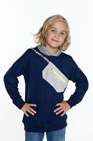 Erkek Çocuk Cepli Kapşonlu Sweatshirt 9-14 Yaş 14021