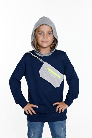 Erkek Çocuk Cepli Kapşonlu Sweatshirt 9-14 Yaş 14021