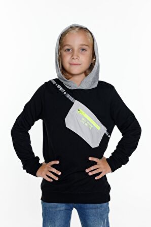 Erkek Çocuk Cepli Kapşonlu Sweatshirt 9-14 Yaş 14021