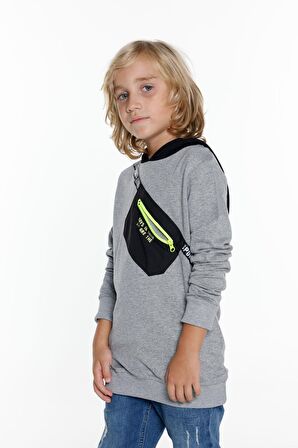 Erkek Çocuk Cepli Kapşonlu Sweatshirt 9-14 Yaş 14021