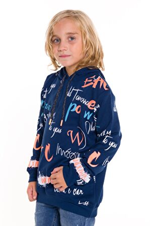 Erkek Çocuk Kapşonlu 2 İplik Sweatshirt 9-14 Yaş 14027