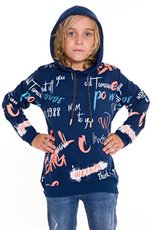 Erkek Çocuk Kapşonlu 2 İplik Sweatshirt 9-14 Yaş 14027