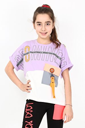 Kız Çocuk Cepli Tshirt 10-15 Yaş 14051