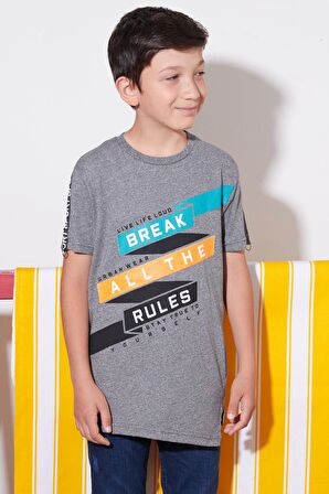 Erkek Çocuk Break Yazı Baskılı Tshirt 9-14 Yaş 14059