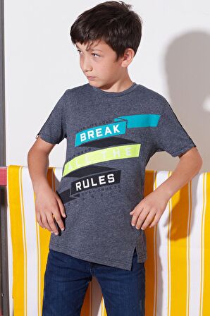 Erkek Çocuk Break Yazı Baskılı Tshirt 9-14 Yaş 14059