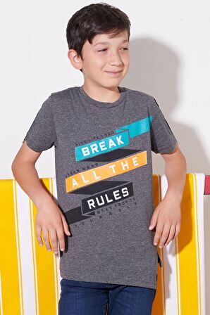 Erkek Çocuk Break Yazı Baskılı Tshirt 9-14 Yaş 14059