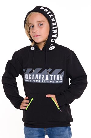 Erkek Çocuk Organization Yazı Baskılı Kapşonlu Sweatshirt 14124