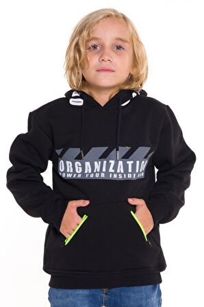 Erkek Çocuk Organization Yazı Baskılı Kapşonlu Sweatshirt 14124