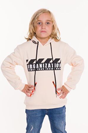 Erkek Çocuk Organization Yazı Baskılı Kapşonlu Sweatshirt 14124