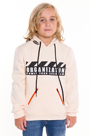 Erkek Çocuk Organization Yazı Baskılı Kapşonlu Sweatshirt 14124