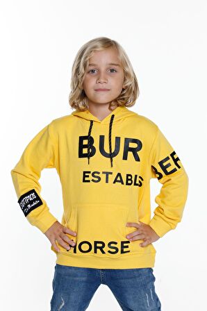 Erkek Çocuk Baskılı Kapşonlu Sweatshirt 9-13 Yaş 14150