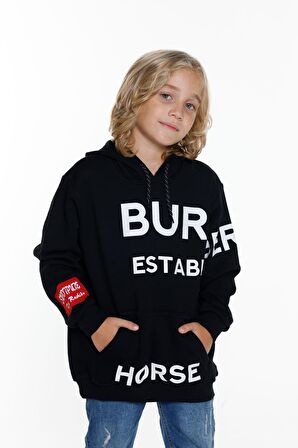 Erkek Çocuk Baskılı Kapşonlu Sweatshirt 9-13 Yaş 14150