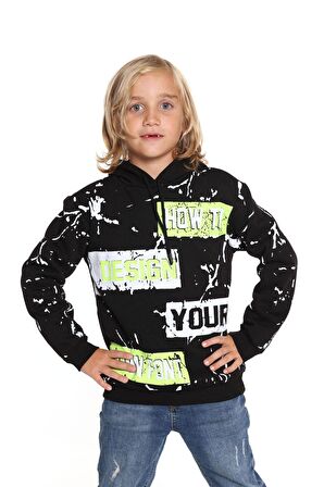 Erkek Çocuk Design Baskı Kapşonlu Sweatshirt 9-14 Yaş 14151