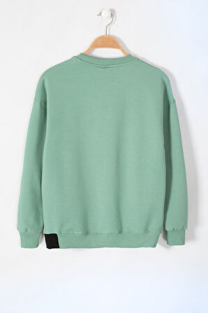 Yeşil Keep Yazı Şeritli Kanguru Cepli Erkek Çocuk Sweatshirt 19636