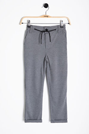 Füme Beli  Bağcıklı Duble Paça Erkek Çocuk Jogger Kumaş Pantolon 20745
