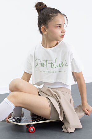 Bej Beli Lastikli Fitilli Kız Çocuk Tenis Eteği 21040