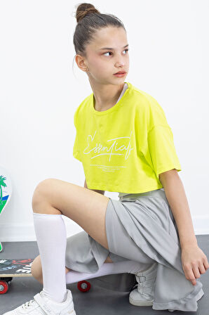 Gri Beli Lastikli Fitilli Kız Çocuk Tenis Eteği 21043