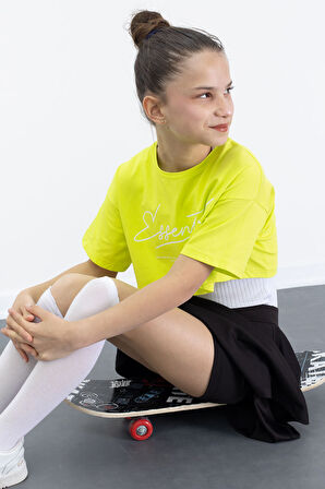 Siyah Beli Lastikli Fitilli Kız Çocuk Tenis Eteği 21044