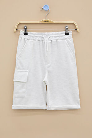 Açık Gri Tek Kargo Cepli Erkek Çocuk Düz Şort 21119