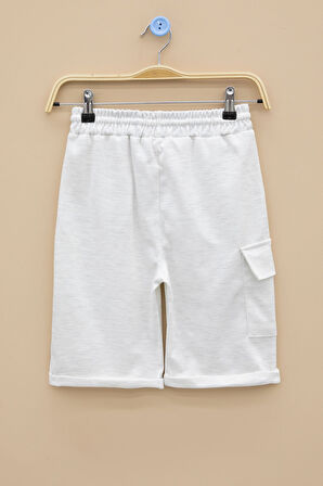 Açık Gri Tek Kargo Cepli Erkek Çocuk Düz Şort 21119