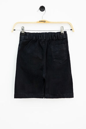 Siyah Ön Cepli Beli Lastikli Kız Çocuk Jean Şort Etek 21120
