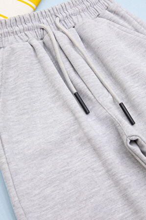 Gri Beli Lastikli Jogger Kumaş Tek Kargo Cepli Erkek Çocuk Şort 21154