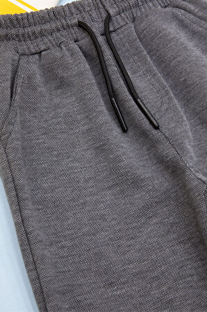 Antrasit Beli Lastikli Jogger Kumaş Tek Kargo Cepli Erkek Çocuk Şort 21155